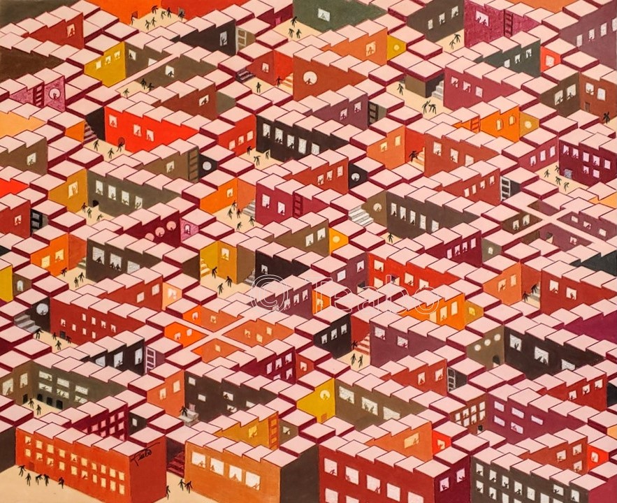 Penrose Place, colored pencil, 14" x 17".